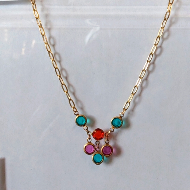 Vintage Swarovski Crystal Connector Multi Color Necklace 16$